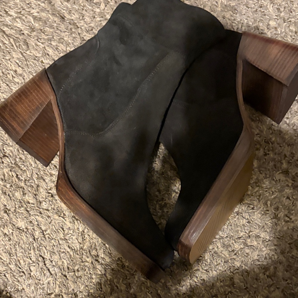 ASOS Black Heeled Boots with Wooden Sole